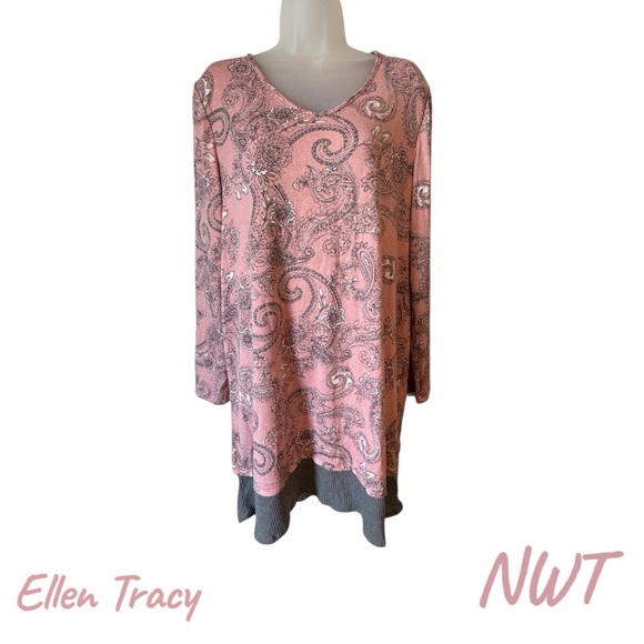 Ellen Tracy Sweaters - NWT Ellen Tracy Gorgeous V-Neck SUPER SOFT Sweater GRAY/BLUSH     LARGE       #4